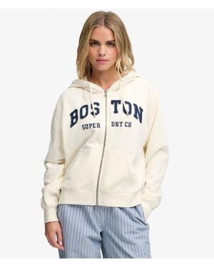Superdry Athletic Essential Relaxed Crop Zip Hoodie - Wit