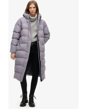 Superdry & Co Tweed Long Puffer Coat - Grey