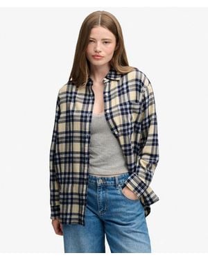 Superdry & Co Check Flannel Boyfriend Shirt - Blue