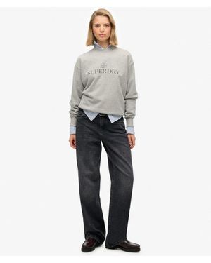 Superdry & Co Organic Cotton Mid Rise Wide Leg Jeans - Grey