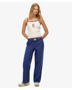 Superdry & Co Organic Cotton Stripe Elasticated Pants - Blue