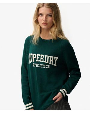Superdry & Co Slouchy Intarsia Graphic Knitted Jumper - Green