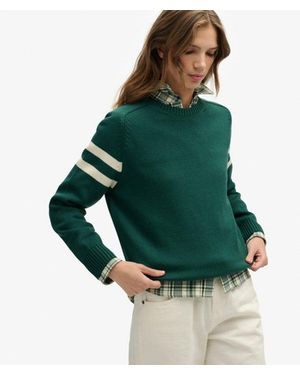 Superdry & Co Relaxed Stripe Knitted Jumper - Green