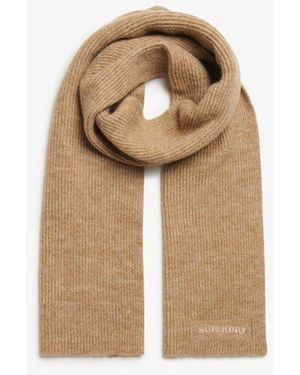 Superdry Soft Rib Knit Scarf - Natural