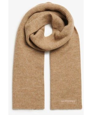 Superdry Soft Rib Knit Scarf - Natural