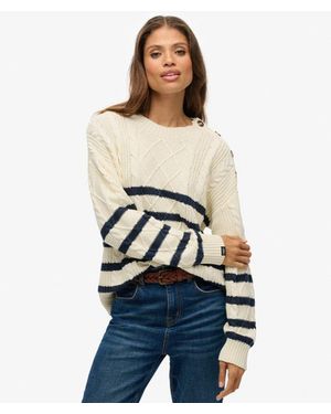 Superdry & Co Cable Crew Neck Jumper - White
