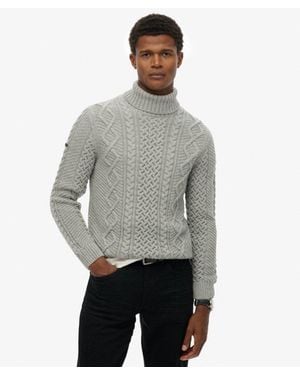 Superdry Homme Pull Torsadé À Col Roulé Jacob Taille - Gris