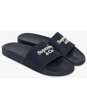 Superdry & Co Company Logo High Build Sliders - Blue