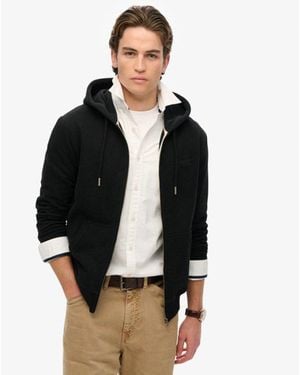 Superdry Essential Logo Half Brushed Zip Hoodie - Black