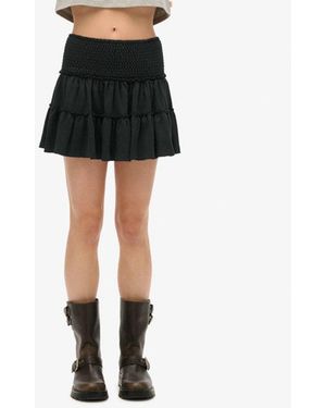 Superdry & Co Tiered Jersey Mini Skirt - Black