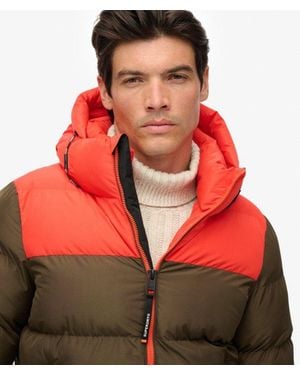 Superdry & Co Colorblock Hooded Puffer Jacket - Red