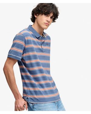 Superdry & Co Vintage Stripe Jersey Polo Shirt - Blue