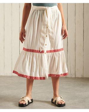 Superdry Midi Skirt - Natural