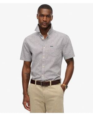 Superdry & Co City Cotton Linen Short Sleeve Shirt - Grey