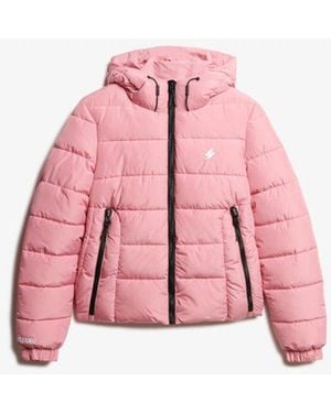 Superdry Hooded Spirit Sports Puffer Jacket - Pink