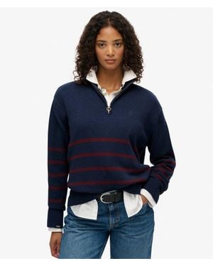 Superdry & Co Knitted Half Zip Jumper - Blue