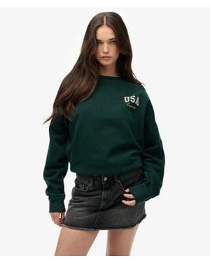 Superdry Athletic Essentials Relaxed Crew Sweatshirt - Green