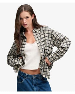 Superdry Check Flannel Relaxed Shirt - Grey