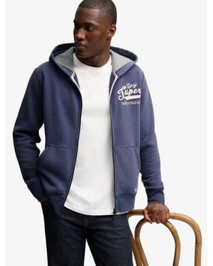 Superdry & Co Heritage Applique Zip Hoodie - Blue