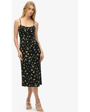 Superdry & Co Printed Button-up Cami Midi Dress - Black