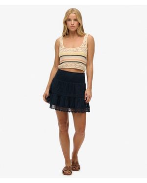 Superdry & Co Ibiza Lace Mix Mini Skirt - Blue