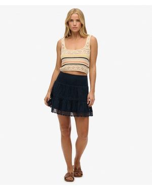 Superdry & Co Ibiza Lace Mix Mini Skirt - Blue