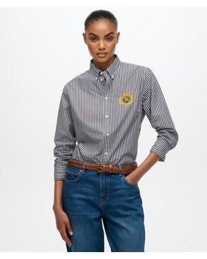 Superdry & Co Slim Crest Poplin Long Sleeve Shirt - Blue