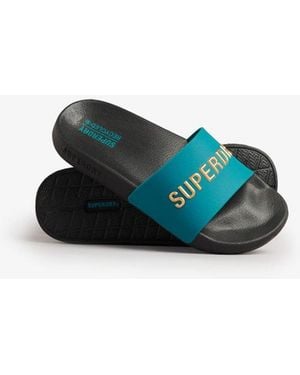 Superdry Code Logo Pool Sliders - Blue