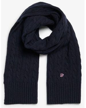 Superdry & Co Premium Cable Knit Scarf - Blue