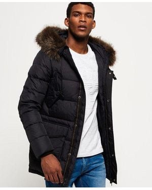 Superdry Longline Down Chinook Parka Jacket - Blue