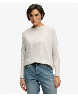 Superdry & Co Studios Boat Neck Slub Long Sleeve Top - White
