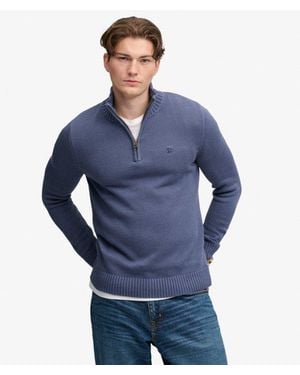 Superdry & Co Cotton Half Zip Knit Sweater - Blue