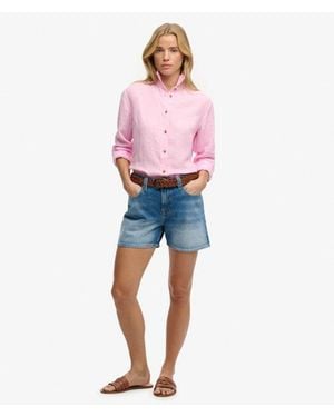 Superdry & Co Mid Rise Denim Shorts - Pink
