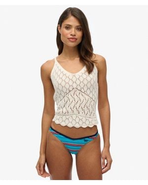 Superdry Gerecycled Gestreept Bikinibroekje - Wit