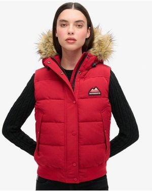 Superdry & Co Everest Faux Fur Gilet - Red