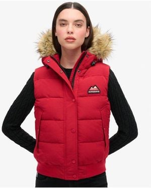Superdry Everest Faux Fur Gilet - Red