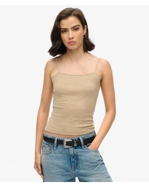 Superdry & Co Slim Fit Ribbed Fine Rib Cami Vest Top - Blue