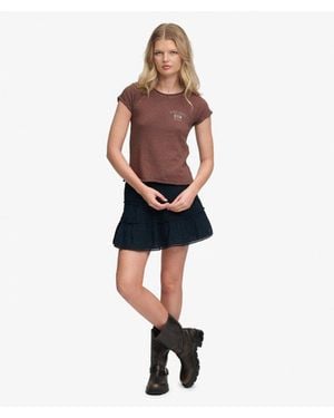 Superdry Cheesecloth Tiered Mini Skirt - Blue