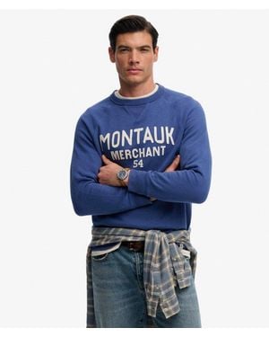 Superdry Merchant Vintage Applique Sweatshirt - Blue