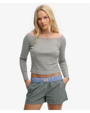 Superdry Athletic Essentials Lace Long Sleeve Top - Grey