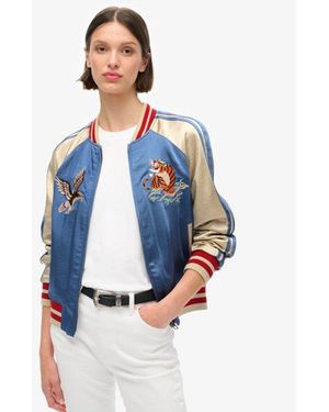 Superdry & Co Colourblock Sukajan Embroidered Bomber Jacket - Blue