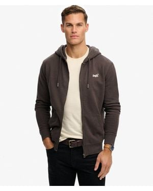 Superdry Essential Logo Half Brushed Zip Hoodie - Black