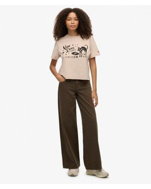 Superdry & Co Mid Rise baggy Trousers - Natural