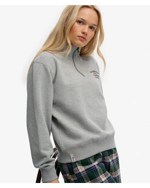 Superdry Athletic Essentials Graphic Half Zip Sweatshirt - Gray