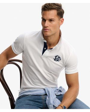 Superdry & Co Pique Monogram Polo Shirt - White