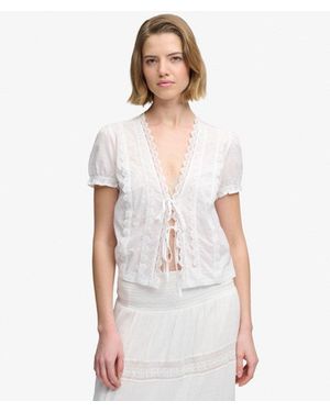 Superdry & Co Lace Trim Tie Blouse - White