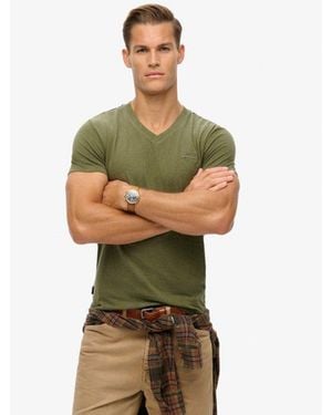 Superdry & Co Organic Cotton Essential Logo V Neck T-shirt - Green