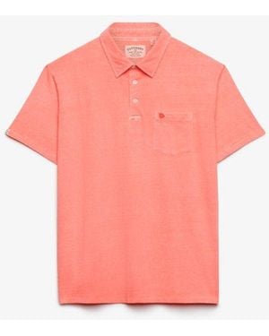 Superdry & Co Classic Cotton Linen Polo Shirt - Pink