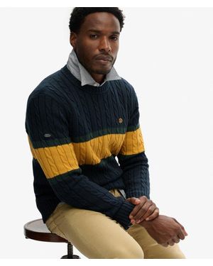 Superdry & Co Cotton Stripe Cable Jumper - Blue