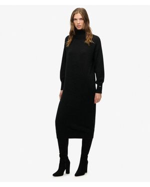 Superdry Rollneck Midi Jumper Dress - Black